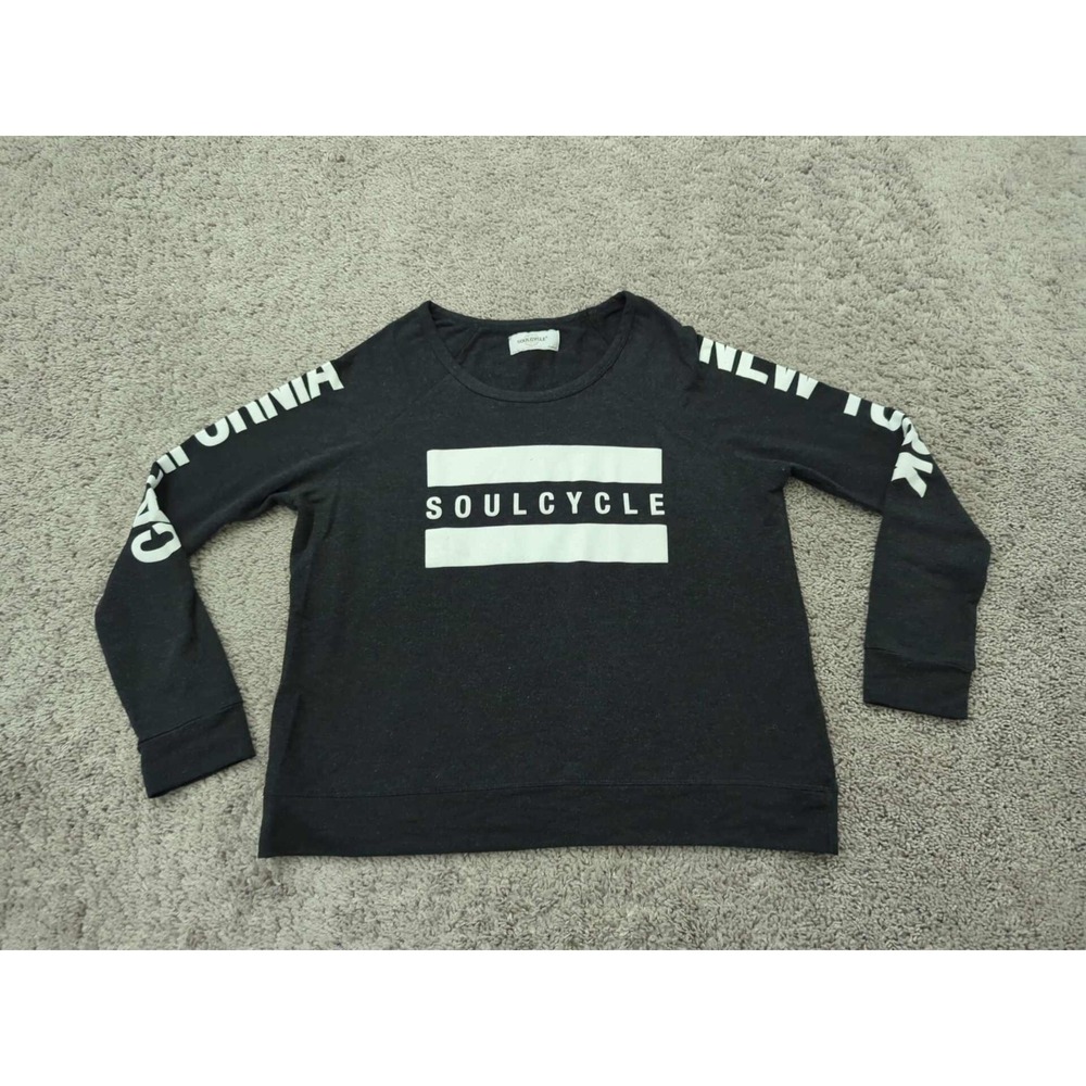 SoulCycle Pullover Sweatshirt Womens M Gray Oversized Indoor Cycling Made in USA